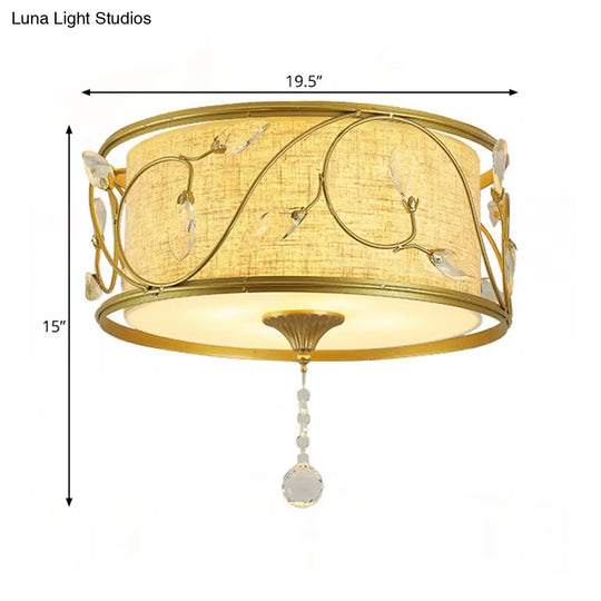 Vintage Flushmount Ceiling Light - Iron Black/Gold Drum Shape 4/5 Lights 16’ Or 19.5’ Dia