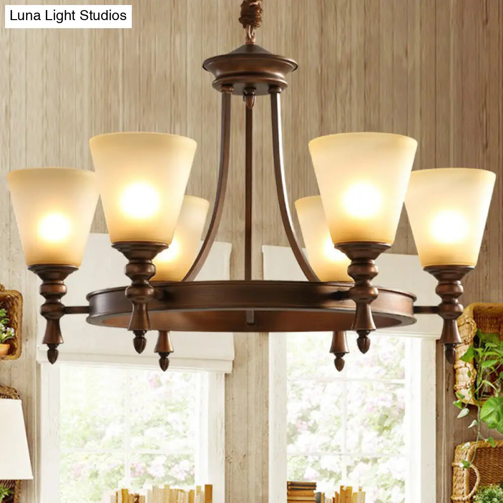 Vintage Frost Glass Coffee Chandelier - Stylish Pendant Light For Living Room