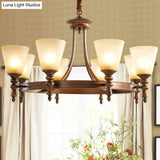 Vintage Frost Glass Coffee Chandelier - Stylish Pendant Light For Living Room