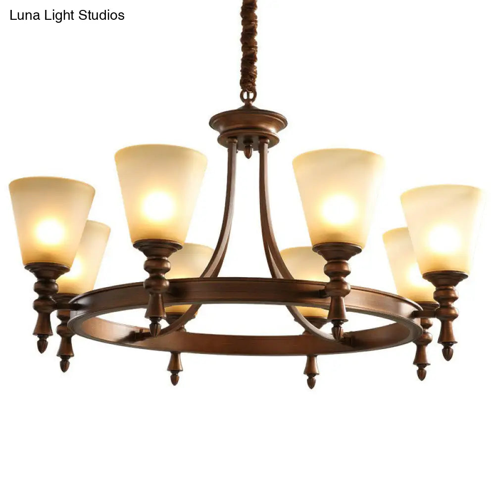 Vintage Frost Glass Coffee Chandelier - Stylish Pendant Light For Living Room