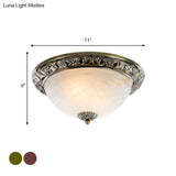 Vintage Frosted Glass Bronze/Copper Flushmount Ceiling Lamp - 2 Bulb 11’/13’/15’ W