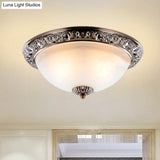 Vintage Frosted Glass Bronze/Copper Flushmount Ceiling Lamp - 2 Bulb 11’/13’/15’ W