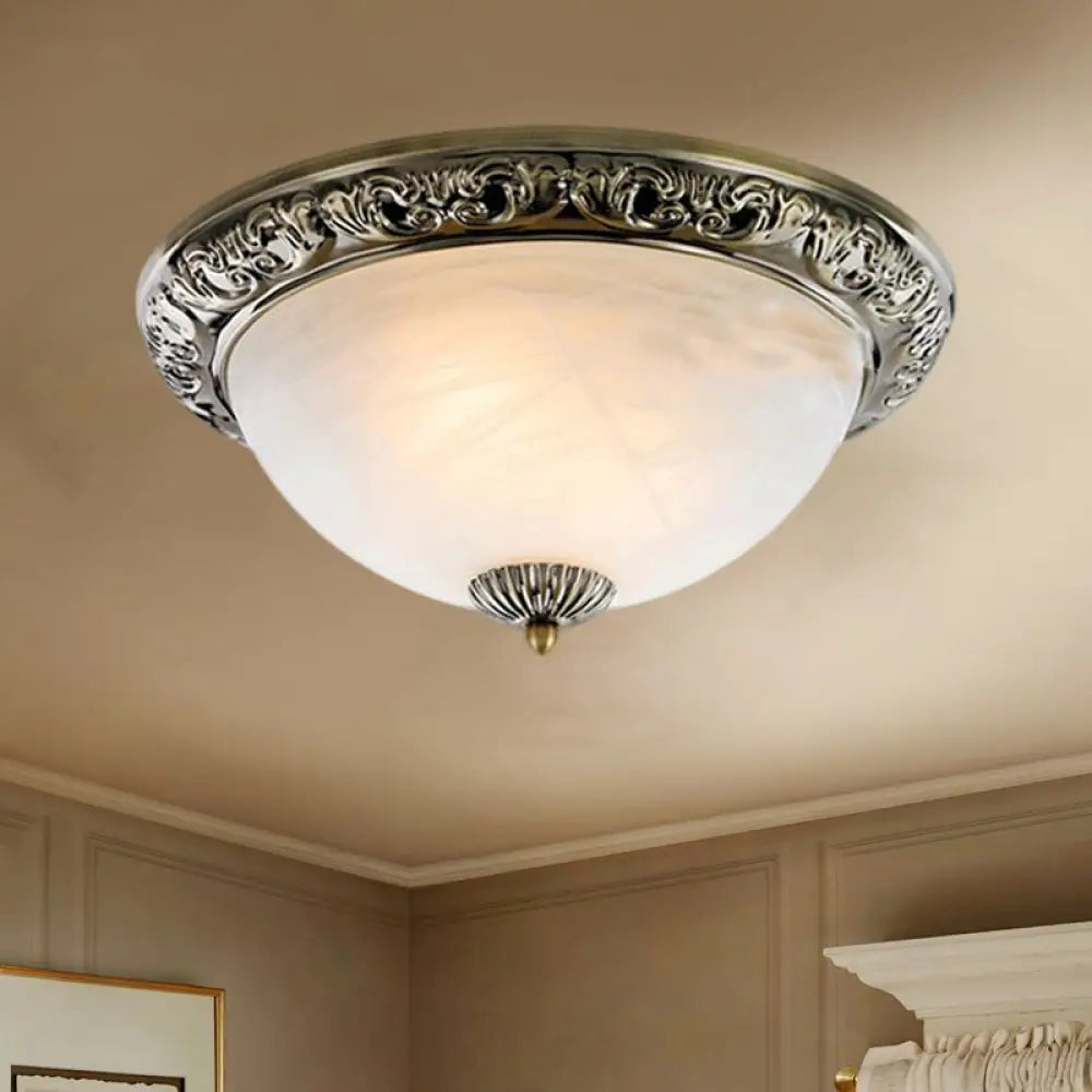 Vintage Frosted Glass Bronze/Copper Flushmount Ceiling Lamp - 2 Bulb 11’/13’/15’ W Bronze / 11’