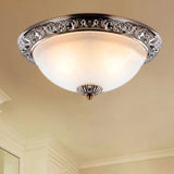 Vintage Frosted Glass Bronze/Copper Flushmount Ceiling Lamp - 2 Bulb 11’/13’/15’ W Copper / 11’