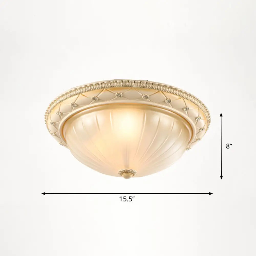 Vintage Frosted Glass Dome Flush - Mount Bedroom Ceiling Light 3 / Beige