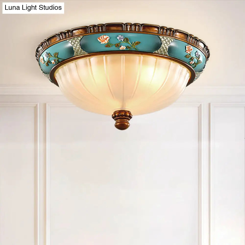 Vintage Frosted Glass Dome Flush - Mount Bedroom Ceiling Light