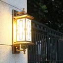 Vintage Frosted Glass Solar Lantern Sconce - Led Wall Light In Coffee / Column