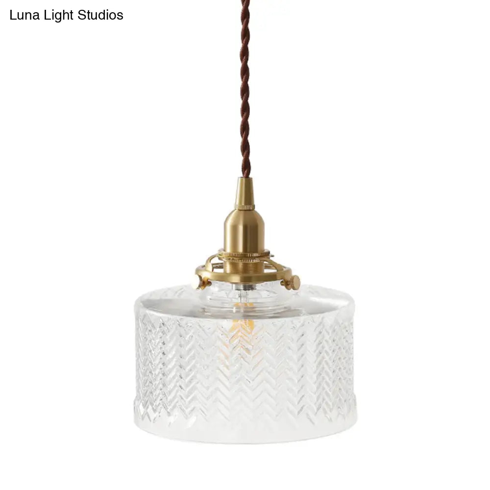 Vintage Geometric Blown Glass Pendant Hanging Lamp In Gold - Elegant Lighting For Restaurants