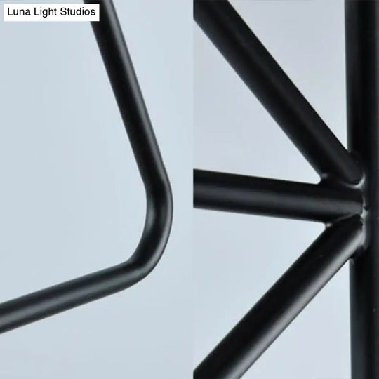 Vintage Geometric Pendant Light In Black - Metal Suspension Lighting For Living Room