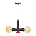 Vintage Glass Pendant Chandelier With Sphere Amber/Clear Bulbs - Black Fixture Amber / B