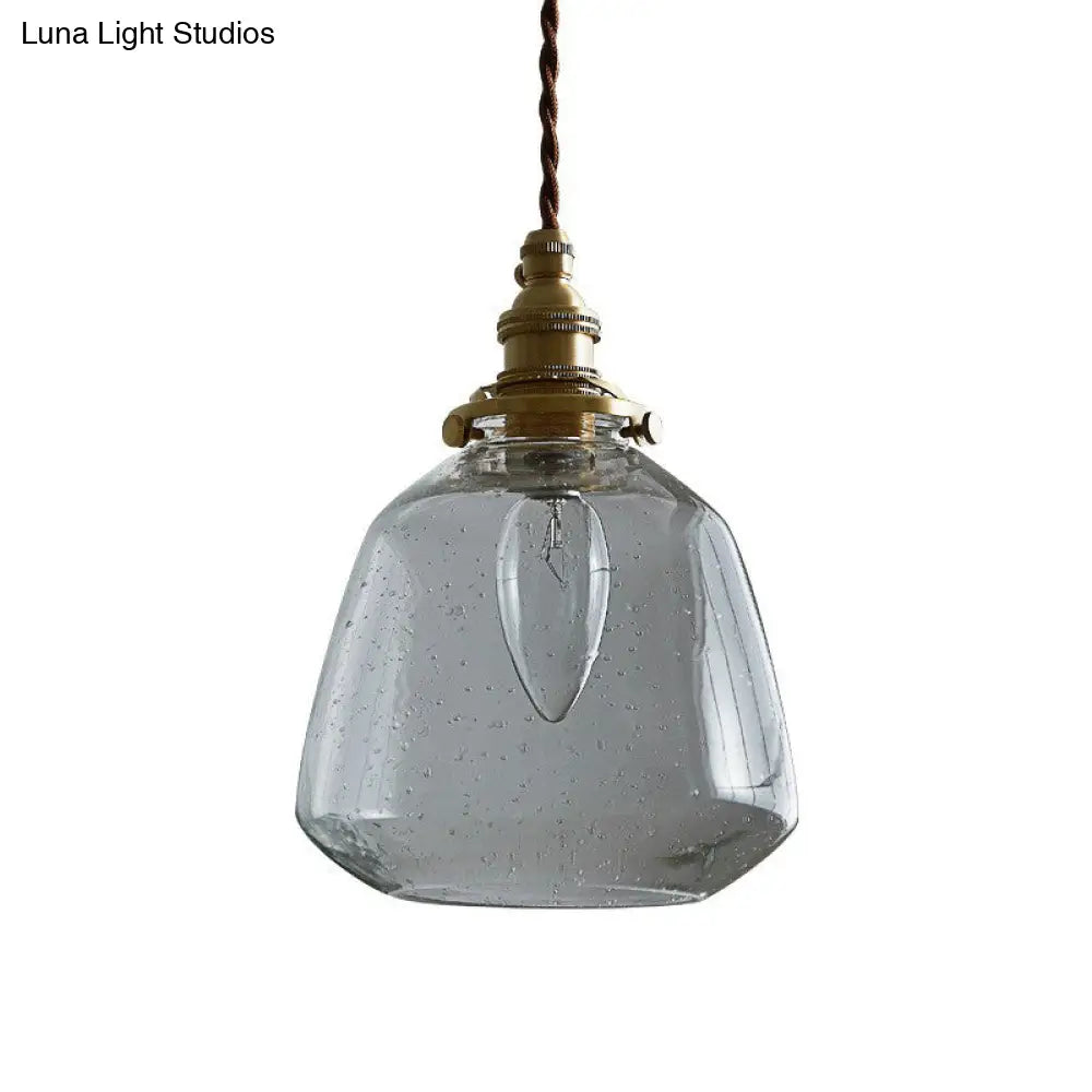 Vintage Glass Pendant Hanging Lamp - Single Bulb Restaurant Lighting