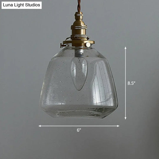 Vintage Glass Pendant Lamp With Single-Bulb: Restaurant Lighting Clear