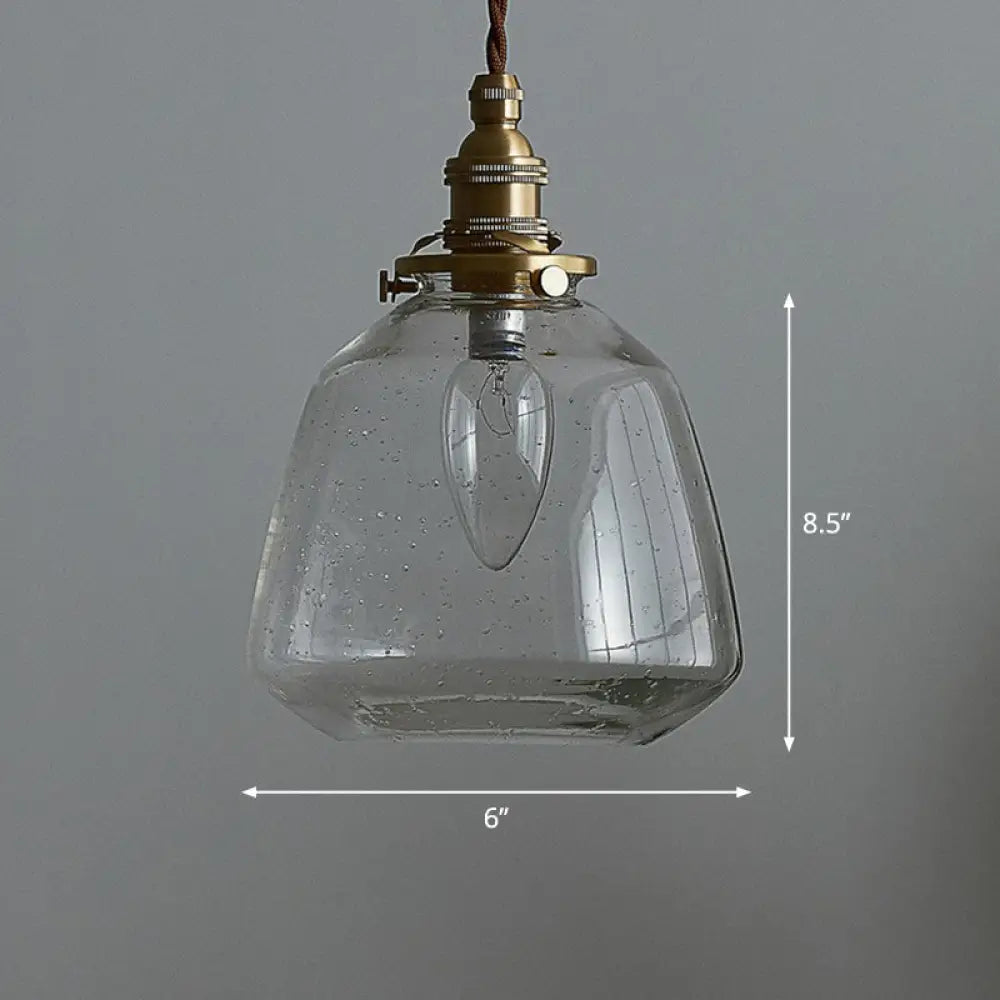 Vintage Glass Pendant Hanging Lamp - Single Bulb Restaurant Lighting Clear