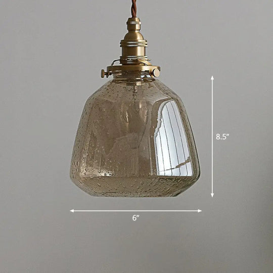 Vintage Glass Pendant Hanging Lamp - Single Bulb Restaurant Lighting Cognac