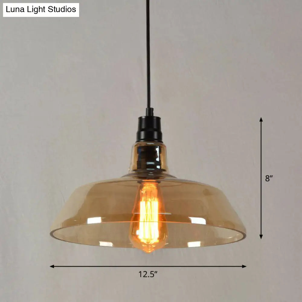 Vintage Glass Pendant Lamp With Single Bulb For Restaurant Lighting