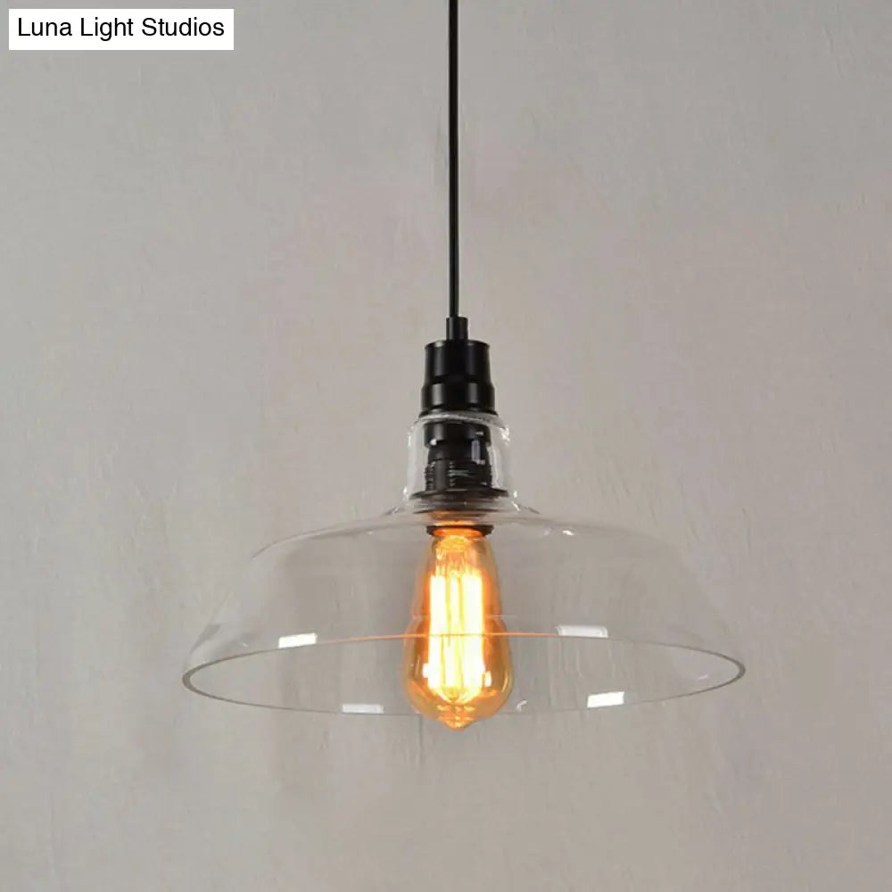 Vintage Style Glass Hanging Lamp - Single-Bulb Pendant For Restaurants Clear