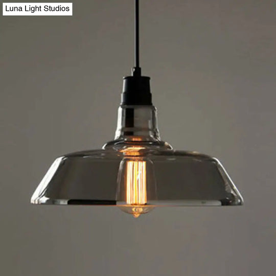 Vintage Style Glass Hanging Lamp - Single-Bulb Pendant For Restaurants Smoke Gray
