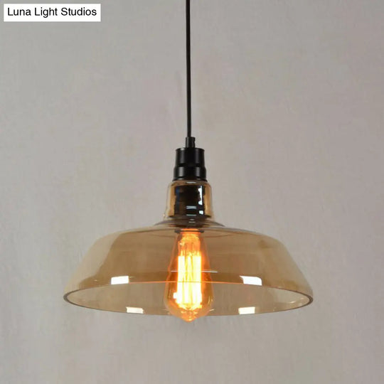Vintage Style Glass Hanging Lamp - Single-Bulb Pendant For Restaurants Amber
