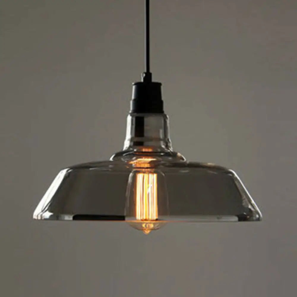 Vintage Glass Pendant Lamp With Single Bulb For Restaurant Lighting Smoke Gray