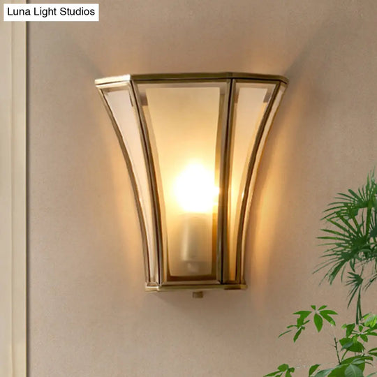 Vintage Gold Flush Mount Wall Sconce With Opal Glass