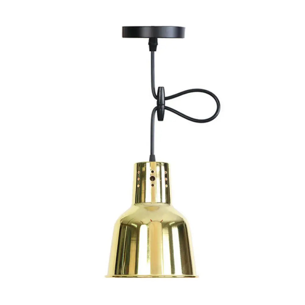 Vintage Gold Iron Pendant Light Kit - Bell/Cone/Trumpet Design 1 Head Down Lighting For Living Room