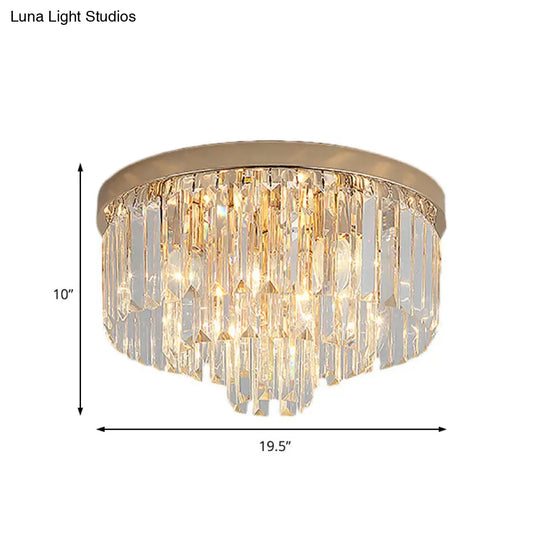 Vintage Gold Led Crystal Flush Ceiling Light For Bedroom