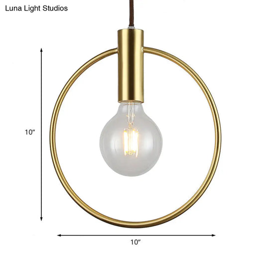 Vintage Gold Metal Pendant Lamp: Circular Hanging Ceiling Light For Hallway