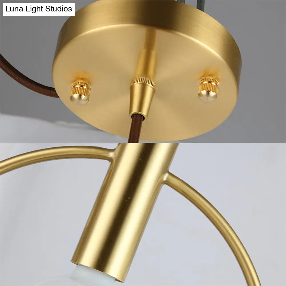 Vintage Gold Metal Pendant Lamp With Open Bulb - Ceiling Light For Hallway