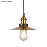 Vintage Gold Pendant Light - Elegant Iron Lid With Retro Cone Shape Ideal Luminaire For Dining Table