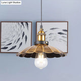Vintage Gold Pendant Light - Elegant Iron Lid With Retro Cone Shape Ideal Luminaire For Dining Table