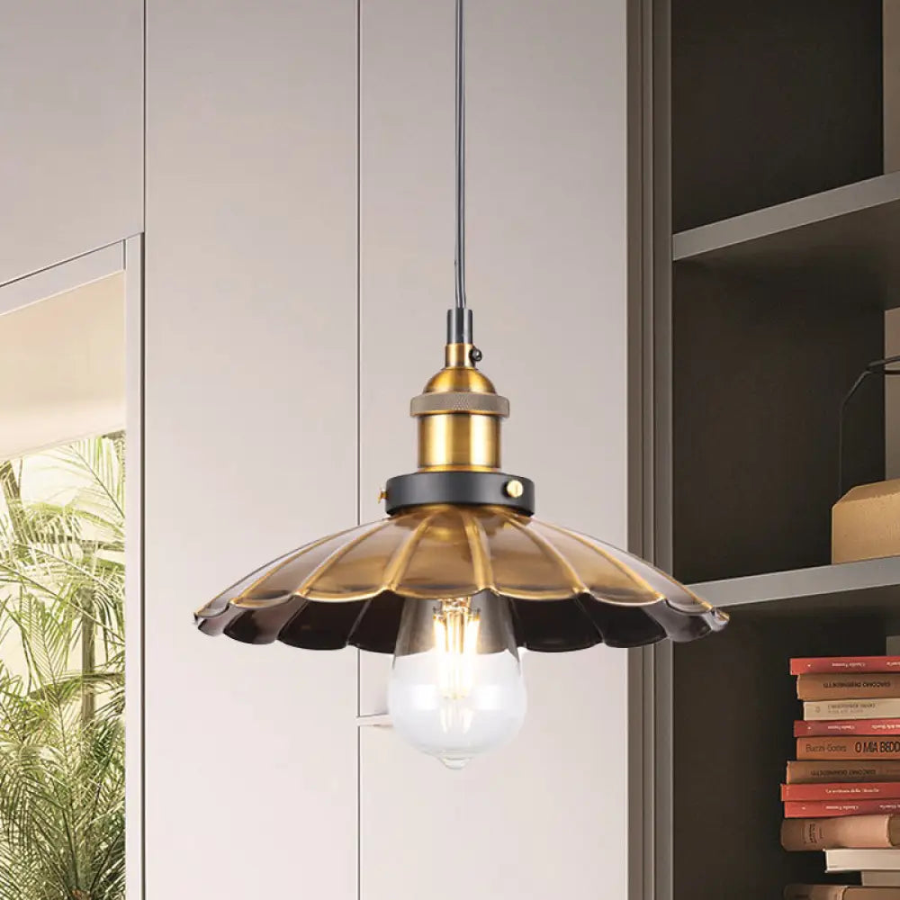 Vintage Gold Pendant Light - Elegant Iron Lid With Retro Cone Shape Ideal Luminaire For Dining