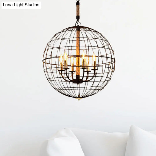 Vintage Golden Iron Hanging Lamp With Globe Shape - 3/4/6 Lights Stylish Dining Room Ceiling Fixture