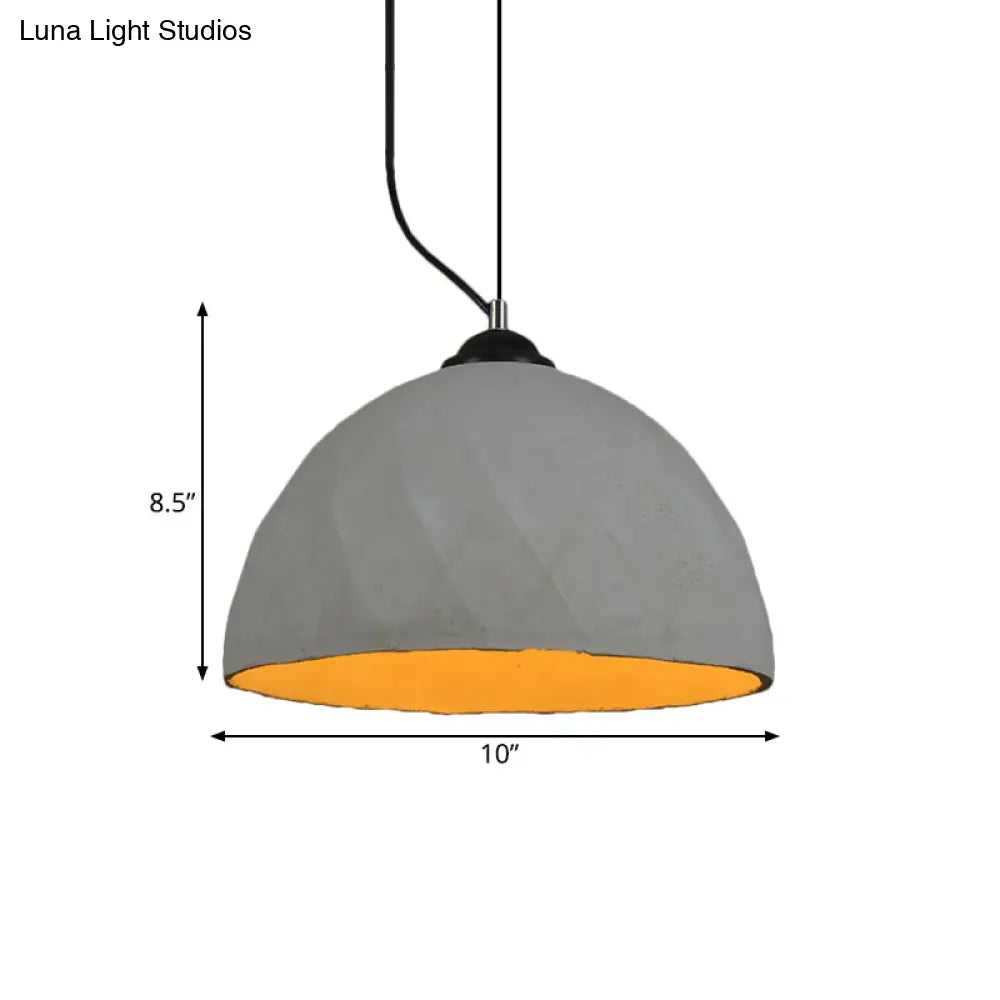 Vintage Grey Cement Mini Pendant Lamp - Dome/Oval Ceiling Light 1-Light 6’/10’ Width