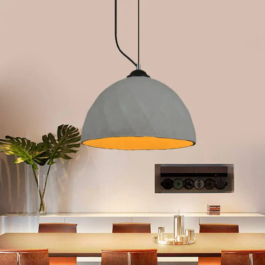 Vintage Grey Cement Mini Pendant Lamp - Dome/Oval Ceiling Light 1-Light 6’/10’ Width / 10’