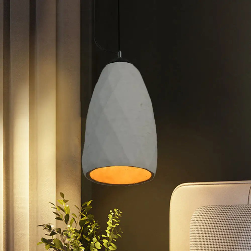 Vintage Grey Cement Mini Pendant Lamp - Dome/Oval Ceiling Light 1-Light 6’/10’ Width / 6’