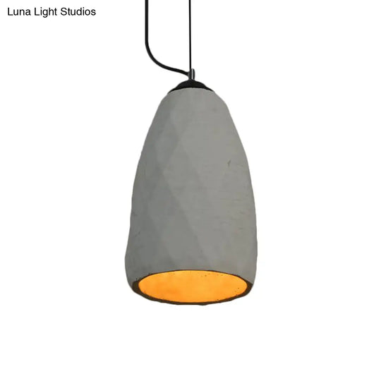 Vintage Cement Hanging Pendant Lamp In Grey 6/10 Width - Dome/Oval Ceiling Light 1-Light