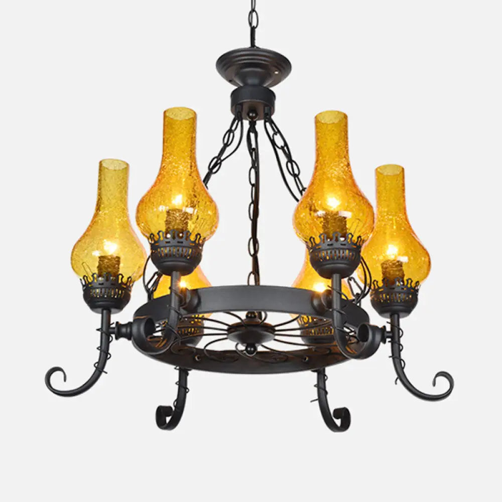 Vintage Handblown Glass Chandelier Pendant Light – Shaded Restaurant Hanging In Black 6 / A