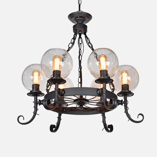 Vintage Handblown Glass Chandelier Pendant Light – Shaded Restaurant Hanging In Black 6 / B