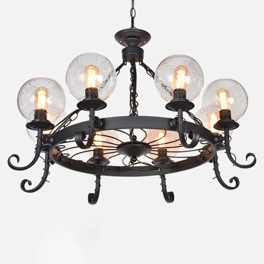 Vintage Handblown Glass Chandelier Pendant Light – Shaded Restaurant Hanging In Black 8 / B