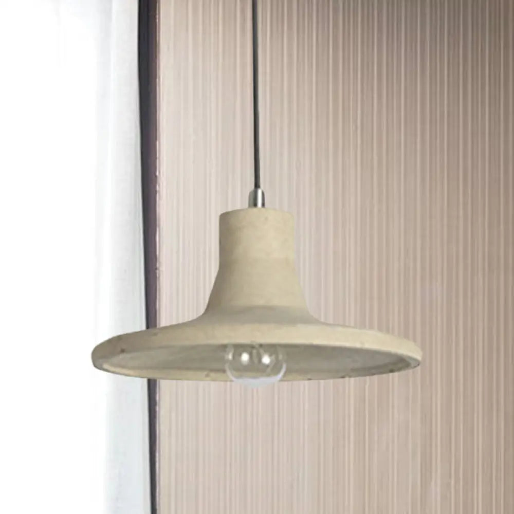 Vintage Industrial Concrete Hanging Lamp With Flared Shade - Coffee Shop Ceiling Pendant