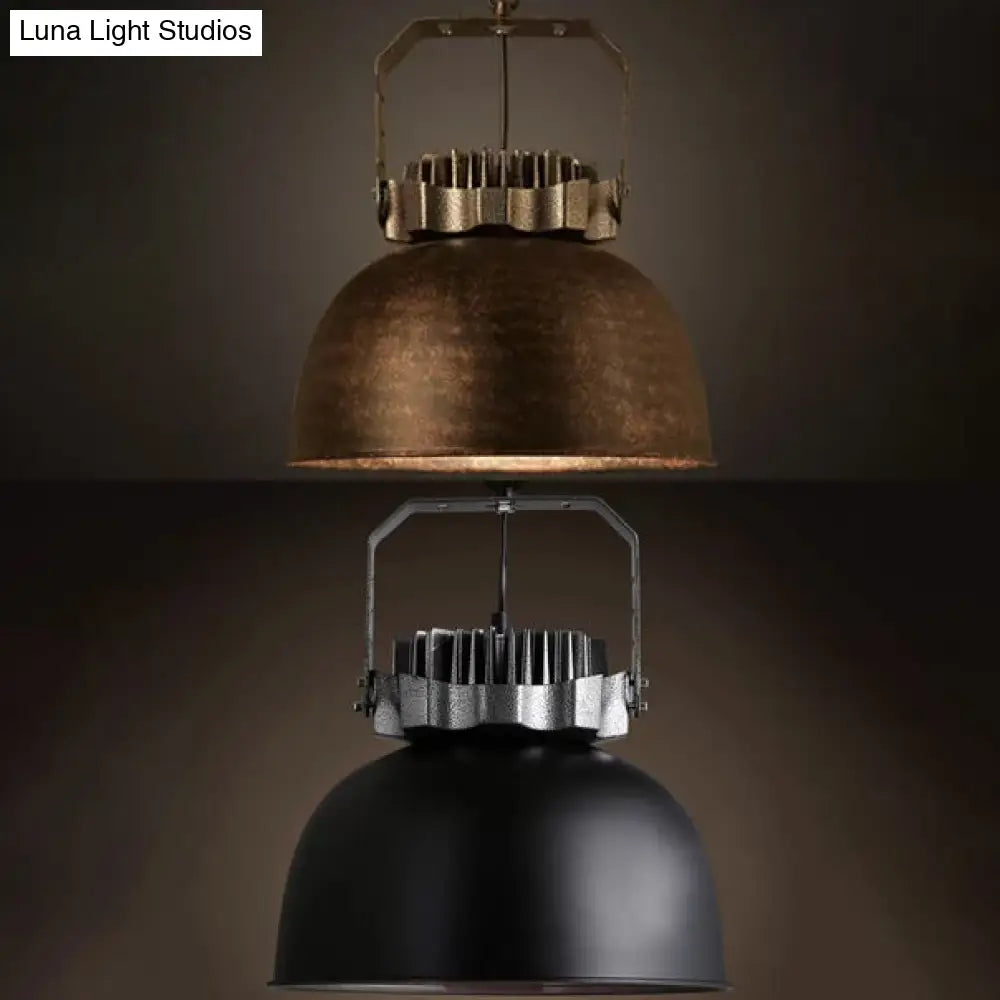 Vintage Industrial Dome Ceiling Light With Black/Rust Finish - Stylish Metal Indoor Hanging Fixture