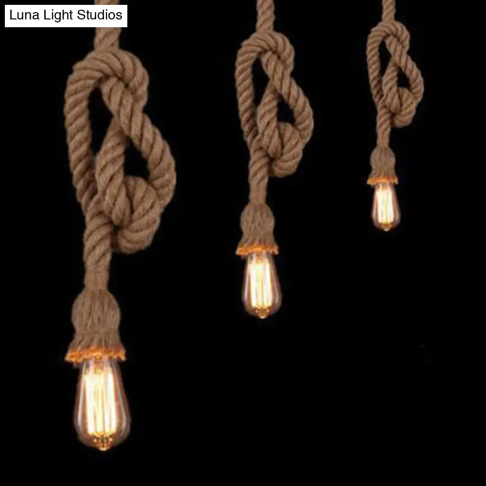 Vintage Industrial Exposed Bulb Pendant Light With Natural Rope - Perfect For Restaurants And