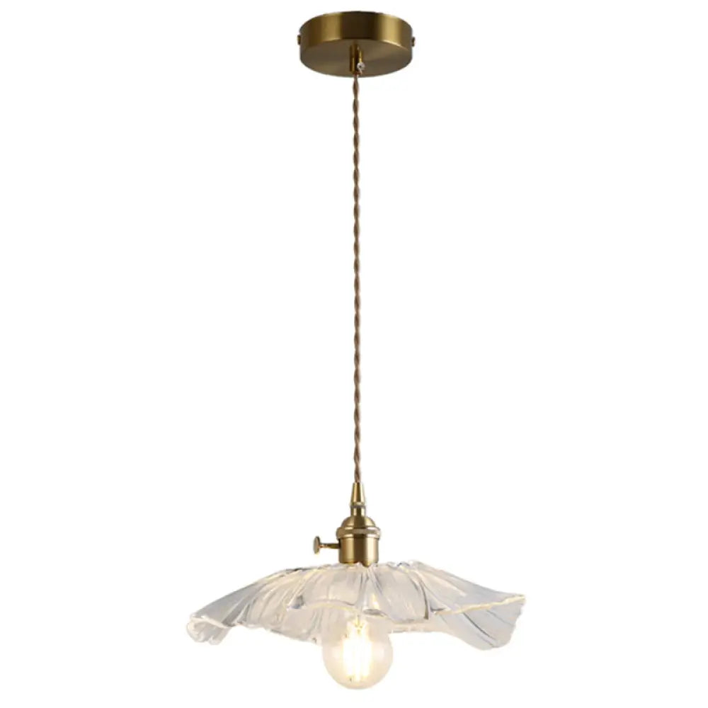 Vintage Industrial Pendant Lamp - Flower Shape Shade With Clear Glass 1 /