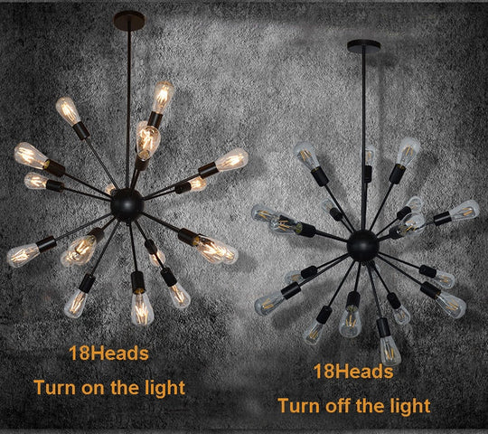 Vintage Industrial Pendant Light 12/16/18/20 Head Sputnik Pendant Lamp