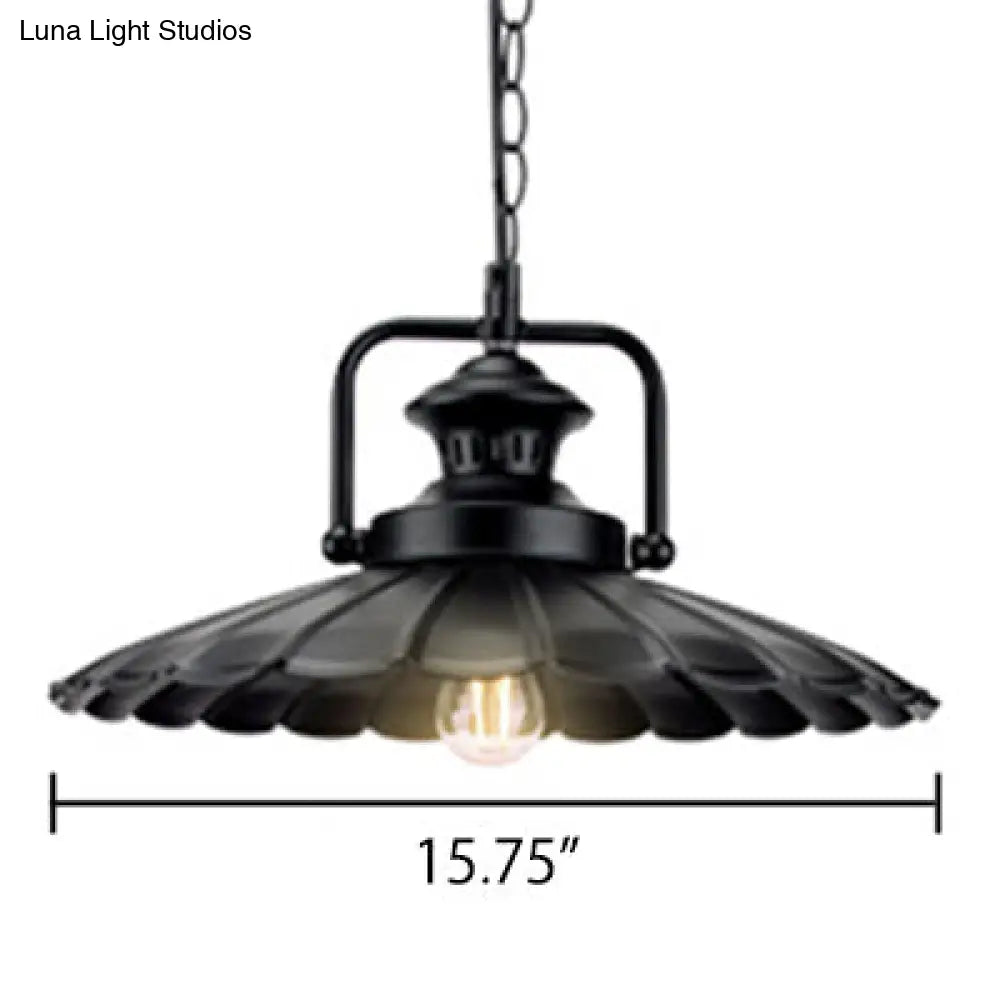 Vintage Industrial Metal Cone Pendant Lamp - Black Indoor Use