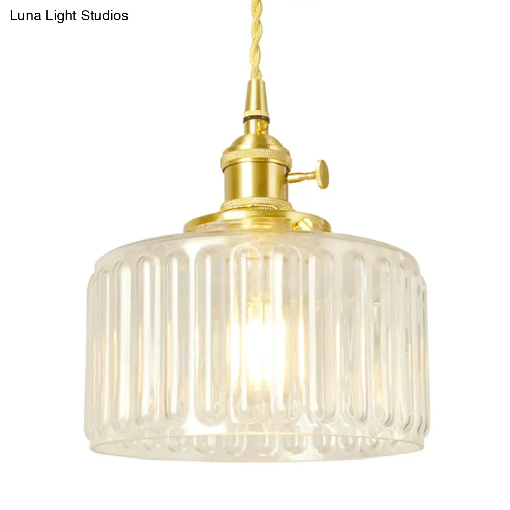 Wavy Glass Pendant Light - Vintage Industrial 1 Hanging Lamp