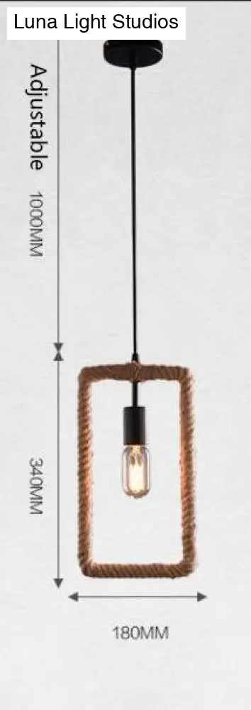 Vintage Iorn Painted Creative Geometric Rope Pendant Lights Led Lamp For Living Room Bedroom
