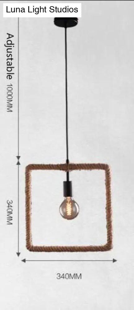 Vintage Iorn Painted Creative Geometric Rope Pendant Lights Led Lamp For Living Room Bedroom