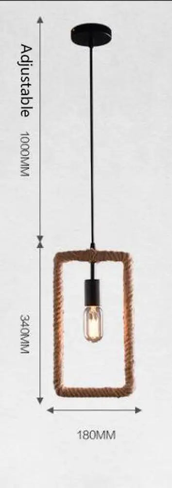Vintage Iorn Painted Creative Geometric Rope Pendant Lights Led Lamp For Living Room Bedroom