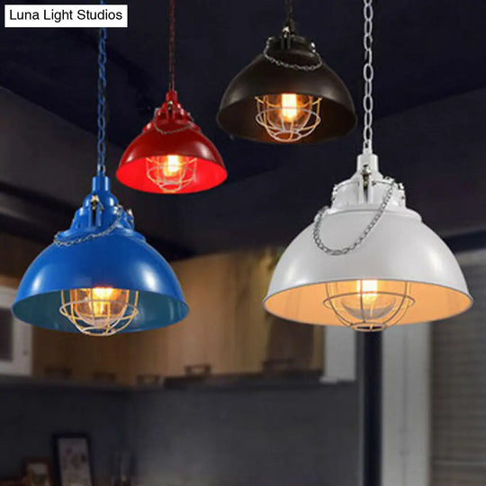 Single Iron Hanging Pendant Light With Antique Conical Shade - Ideal For Restaurants